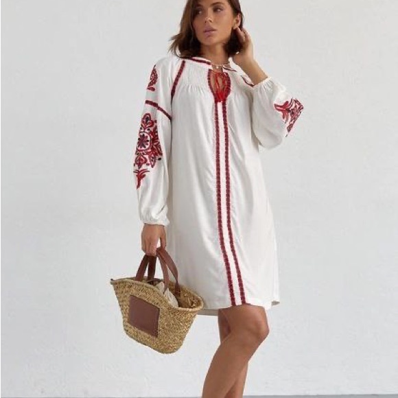 Ukrainian Vyshyvanka Boho Dress for Women